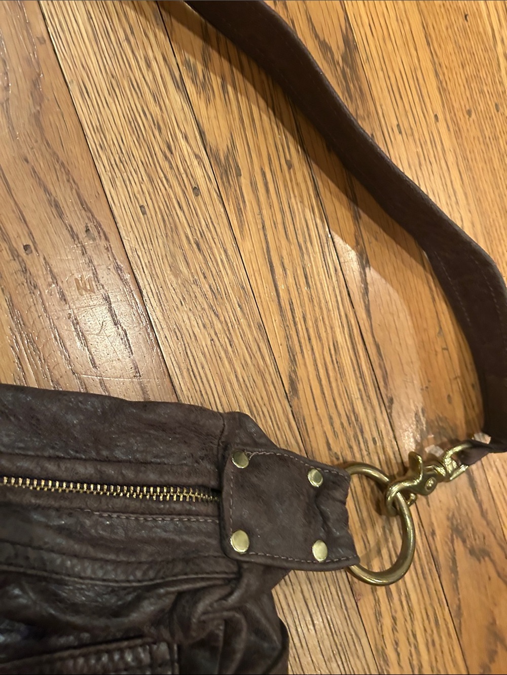 Maya Moon Leather large Crossbody Shoulder Bag - Brown - Picture 10 of 11
